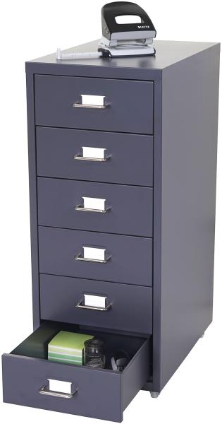 Rollcontainer Boston T851, Schubladenschrank Stahlschrank, 69x28x41cm 6 Schubladen ~ dunkelgrau