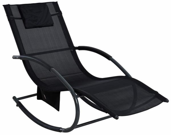 Schaukelliege Sonnenliege Liegestuhl Relaxliege Gartenliege Liege Swing Schwarz