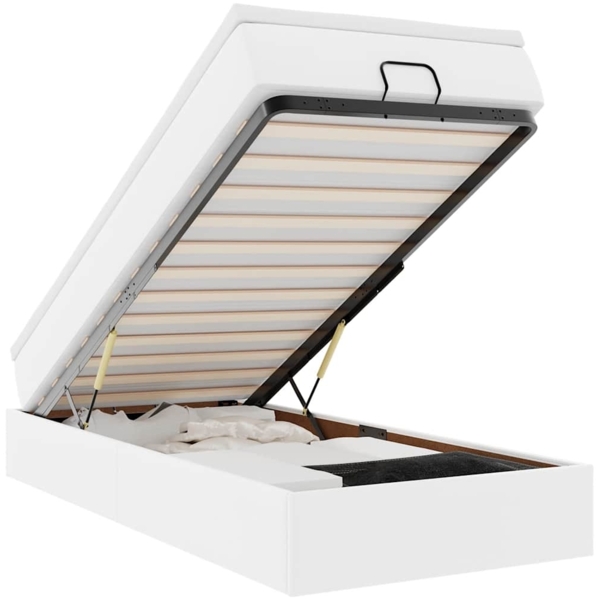 vidaXL Ottoman-Bett mit Matratze Weiß 90x190 cm Kunstleder 3311012