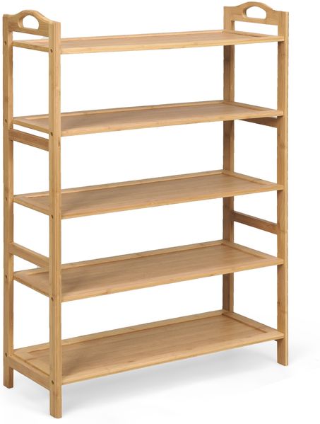 Bambus Schuhregal mit 5 Ebenen Schuhablage für 15 Paar Schuhe Schuhständer Schuh-Organizer