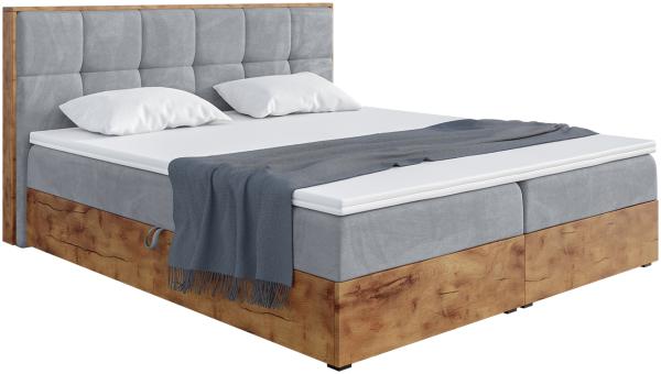 MEBLINI Boxspringbett LOFTY 8 200x200 cm mit Bettkasten - H4/Grau Samt Polsterbett - Doppelbett mit Topper & Taschenfederkern-Matratze Bild 2