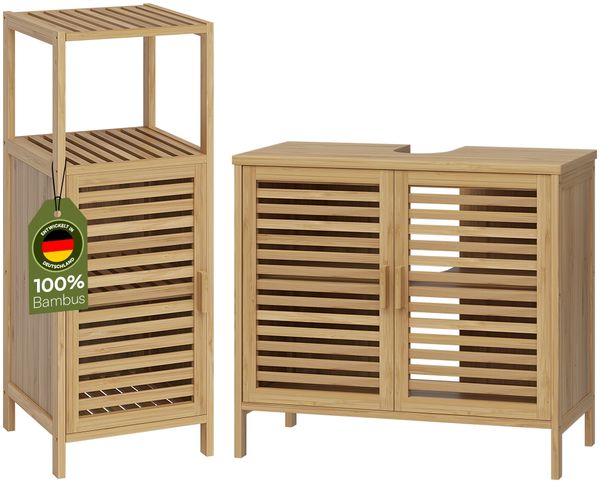 Bellamio Newa Badezimmer-Set, 1x Waschbeckenunterschrank, 1x Schrank mit 4 Fächern