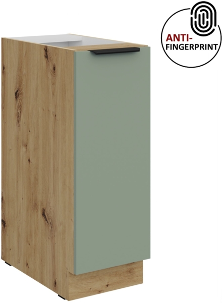 Küchen Unterschrank Schrankauszug 30 cm Küche ARIA Aquamarin ultra matt + Eiche Artisan matt, hochwertige Fronten mit Anti Fingerprint Beschichtung Küchenzeile Küchenblock