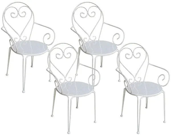 Vente-unique - GUERMANTES Garden dining set Metall Weiß - B 52 cm x H 89 cm x L 48 cm