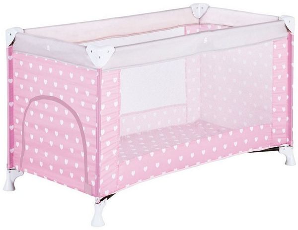 Schardt 'Herzchen' Reisebett 60x120 cm, rosa, mit Schlupf und Tragetasche