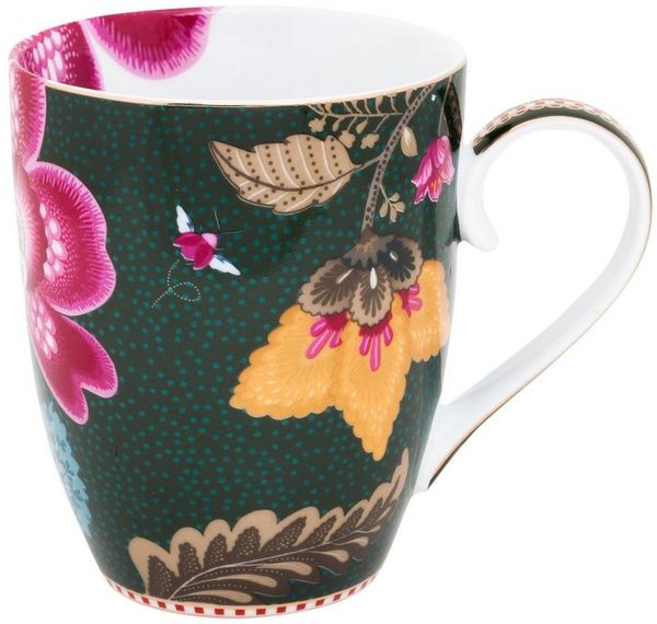 PiP Studio Becher Fantasy Green Henkelbecher 0,35l, Porzellan