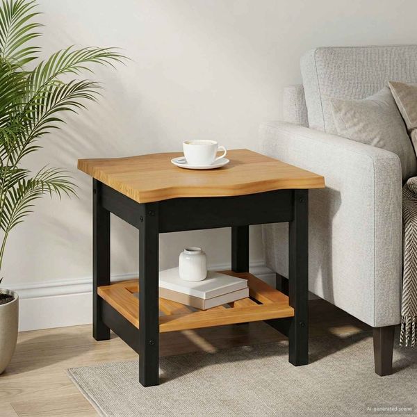 VidaXL Beistelltisch mit Regal EKAI Schwarz 50 x 50 x 45,5 cm 42037021
