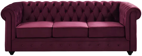 3-Sitzer-Sofa CHESTERFIELD - Samt - Pflaumenfarben