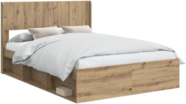 vidaXL Bettgestell mit Stauraum und Kopfteil Artisan-Eiche 3414242 Bild 2