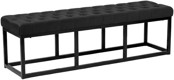 Sitzbank MERIDA - Samt Schwarz 150x37x42 cm | Sitzbank Flur Sitzhocker Esszimmerbank Polsterbank Schlafzimmerbank