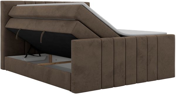 Boxspringbett INERO KING DUO mit Stauraum, Doppelbett 160x200, Bett mit Multipocket-Matratze H4 und Topper Visco, modernes Boxspringbett, hohe Kopfteil - Braun Velvet Bild 8