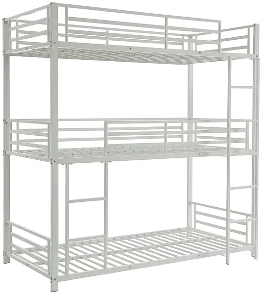 Vente-unique - ELOUAN Bett Metall Weiß - B 103 cm x H 205 cm x L 200 cm