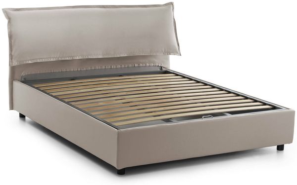 Dmora Aishia Doppelbett, Bettkasten mit abnehmbarem Bezug, gepolstertem Kopfteil und Bettkastenrahmen, 100 % Made in Italy, inklusive Matratze 160 x 200 cm, taubengrau Bild 6