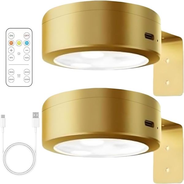 2er Set LED-Bilderleuchten magnetisch gold aufladbar