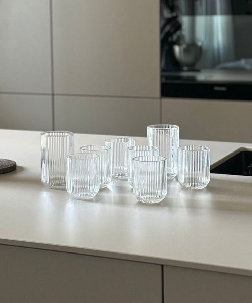 Zoha Gläser-Set Relief Crystal Glas Set - Latte Macchiato Tee Softdrink, 8-tlg, Glas, Hitzebeständig - verschiedene Größen