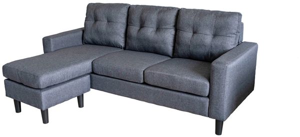 HTI-Living Ecksofa Ecksofa Reva Grau, Stück 1 Teile, Dreisitzer mit Hocker variable Stellmöglichkeiten