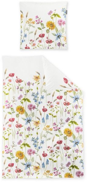 Irisette Wave Mako-Satin Bettwäsche 135x200 Wiesenblumen Mohnblumen 8698-90