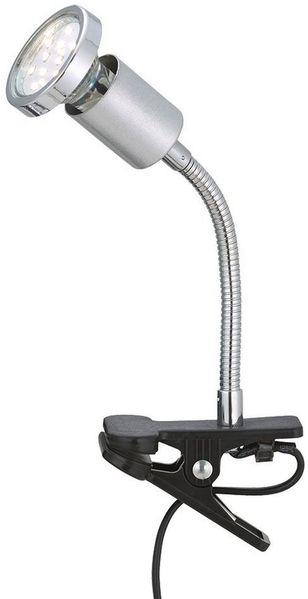 LED Klemmleuchte, chrom, titanfarben, Flexo-Arm, H 22 cm