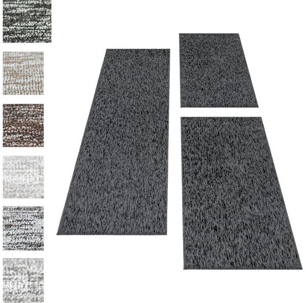 Carpettex Kurzflor-Bettumrandung Unicolor - Einfarbig, Höhe 7 mm, (Bett-Set, 3-tlg, Bettvorlage), Schlafzimmer Teppich Bettumrandung Läufer Set 3 teilig