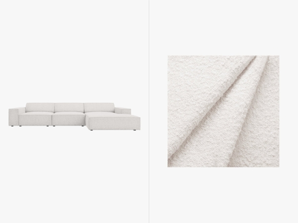 Micadoni Ecksofa Jodie 4-Sitzer Rechts Boucle Baloo Weiß