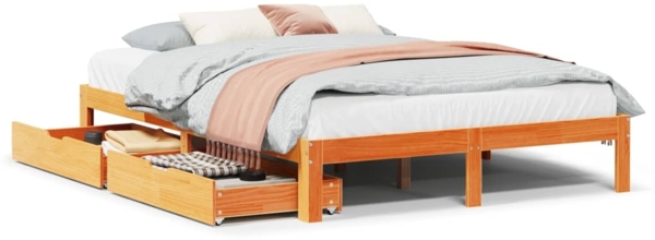 vidaXL Massivholzbett mit Schubladen Wachsbraun 120x190 cm Kiefer 3301960