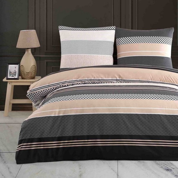 Buymax Bettwäsche Zigo, Renforcé, 4 teilig, Bettbezug-Set 135x200 cm 100% Baumwolle mit Reißverschluss, Streifen