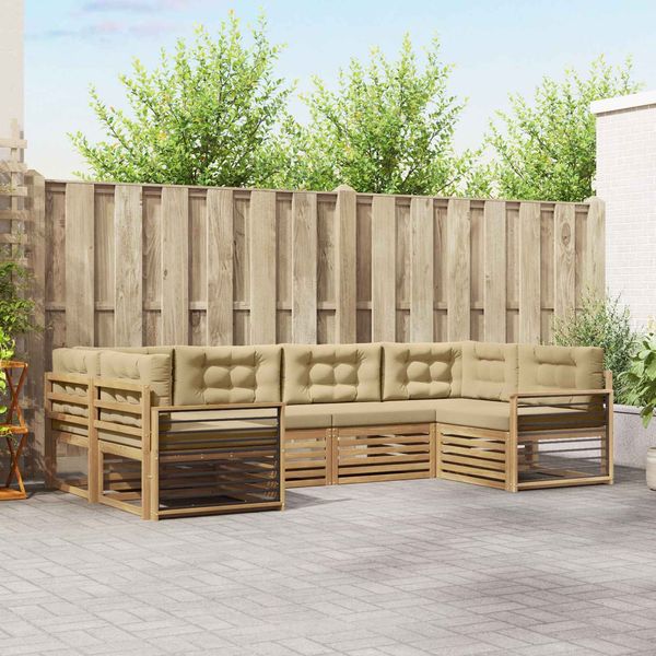 vidaXL Outdoor-Sofagarnitur mit Kissen 6 pcs Weiß und Beige 3391058