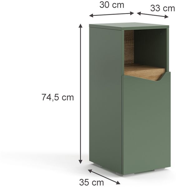Midischrank Marelle Grün/Artisan 30 x 74.5 cm mit Tür und offenem Fach Vicco Bild 2
