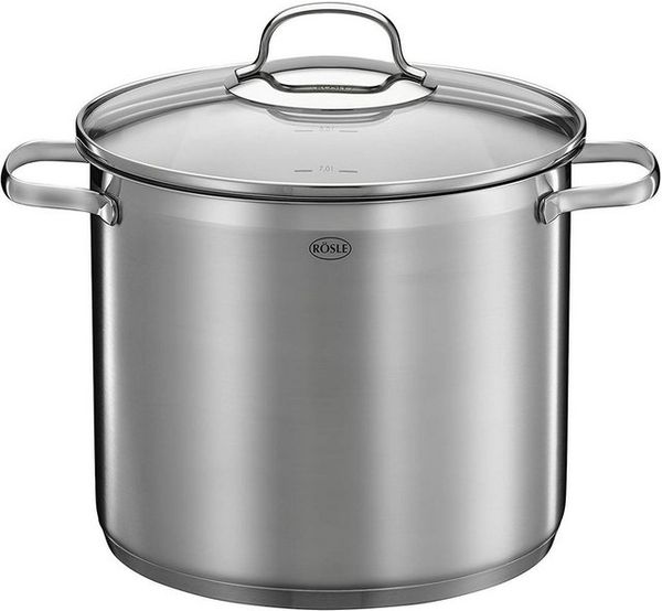 RÖSLE ELEGANCE Gemüse/Partytopf, Hochwertiger Edelstahltopf zum Kochen großer Mengen, 8 Liter, Edelstahl 18/10, Innenskalierung, Induktionsgeeignet, Spülmaschinengeeignet, 33x25. 5x28 cm Bild 2