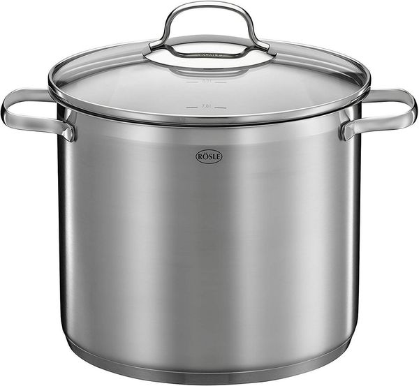 RÖSLE ELEGANCE Gemüse/Partytopf, Hochwertiger Edelstahltopf zum Kochen großer Mengen, 8 Liter, Edelstahl 18/10, Innenskalierung, Induktionsgeeignet, Spülmaschinengeeignet, 33x25. 5x28 cm Bild 3