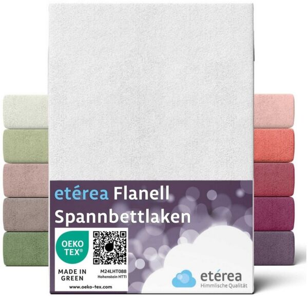 etérea Flanell Spannbettlaken 150x250 cm Weiss