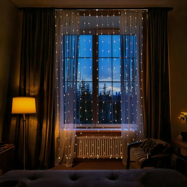 MARELIDA LED-Lichtervorhang Draht Weihnachtsdeko für Fenster 40 Stränge 800LED 3,9x2m Innen Außen, 800-flammig Bild 3