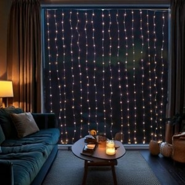 MARELIDA LED-Lichtervorhang Draht Weihnachtsdeko für Fenster 40 Stränge 800LED 3,9x2m Innen Außen, 800-flammig Bild 6