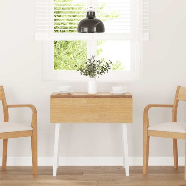 vidaXL Esstisch Weiß Massivholz Gummibaumholz 4102532