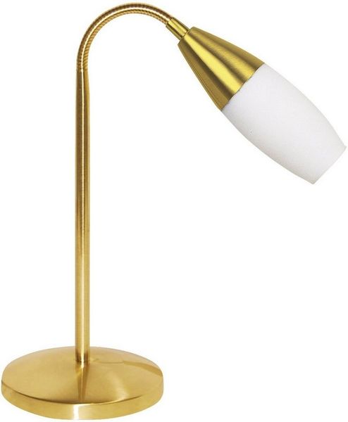 näve LED Tischleuchte Gola, LED wechselbar, Warmweiß, Messingleuchte mit LED Leuchtmittel