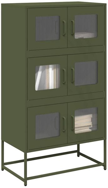 Highboard, BuffetSchrank, Büroschrank Olivgrün 68x39x123 cm Stahl