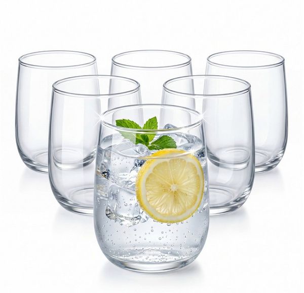 BigDean Glas Gläser Set 6 Stück 320 ml Trinkgläser Wassergläser Saftgläser, 6-tlg, Glas, Elegant, Schlicht, Spülmaschinenfest, Pflegeleicht