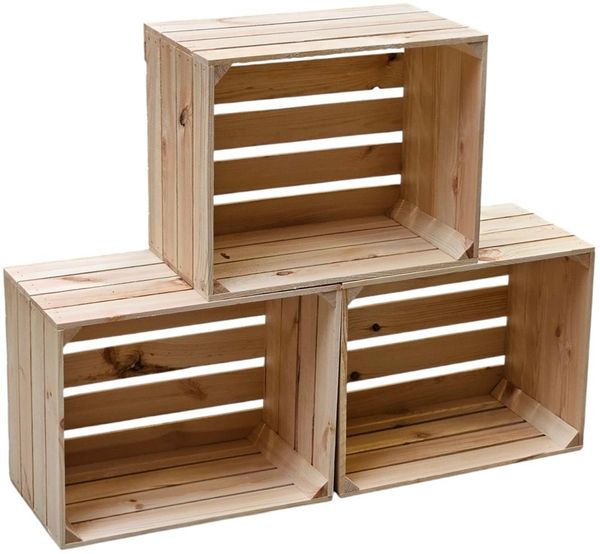 Holzkisten Obstkisten Natur 50 x 40 x 30 cm 3er Set