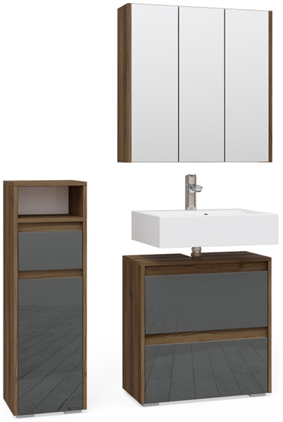 Badmöbel-Set Majest Anthrazit 3 Teile Vicco