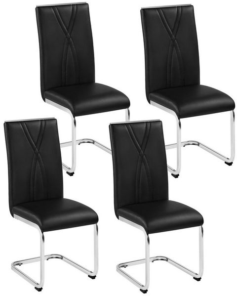 Yaheetech 4er Set Schwingstuhl mit U-förmigem Metalluntergestell, 59 x 40,5 x 98,5 cm, Schwarz