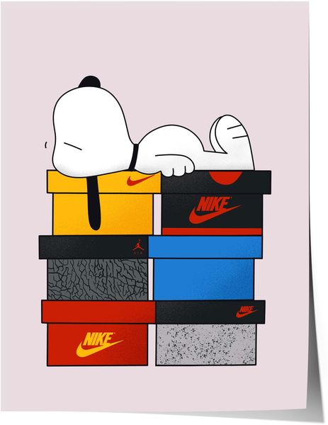 Sneaker Box Stack Cartoon Poster · Geschenkidee · Streetwear Sneaker Design · Minimalistische Kunst · Moderne Wanddeko · Print ohne Rahmen - 20x25 cm