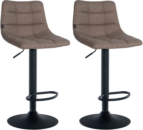 Barhocker 2er Set DUBAI - Taupe, Stoff, Schwarz Barhocker mit Lehne Barstuhl Tresenhocker Tresenstuhl Kneipenhocker Kneipenstuhl