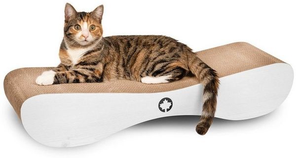 Canadian Cat Company Kratzpappe Satellite 2.0 - hellgrau, (Qualitäts-Kratzbrett, 1-tlg, XL Kratzmöbel mit Katzenminze), ergonomische Form