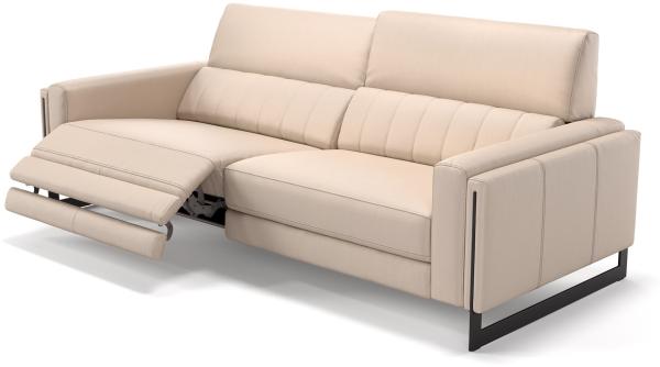 Sofanella 3-Sitzer MARA Leder Sofa Sofagarnitur in Creme S: 216 Breite x 101 Tiefe
