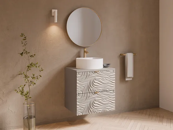 Vente-unique - RINAREL Waschbeckenmöbel Holz, Platte Beige - B 46 cm x H 60 cm x L 60 cm