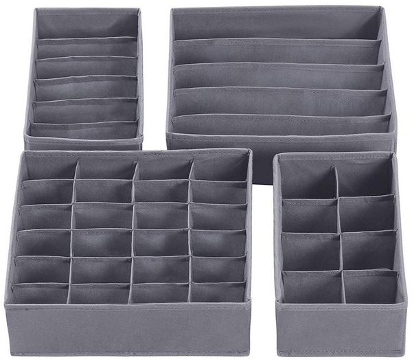 TUWENA Aufbewahrungsbox 4er Schrank Organizer Shublade,Faltbare Aufbewahrung Schubladentrenner (4 St), Stoff Odnungssystem für Kleidershrank Unterwäsche BHS Socken Krawatten