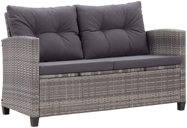 vidaXL 2-Sitzer-Gartensofa mit Kissen Grau 124 cm Poly Rattan 46154