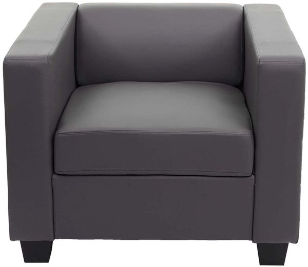 3-1-1 Sofagarnitur Couchgarnitur Loungesofa Lille ~ Kunstleder, dunkelgrau Bild 3