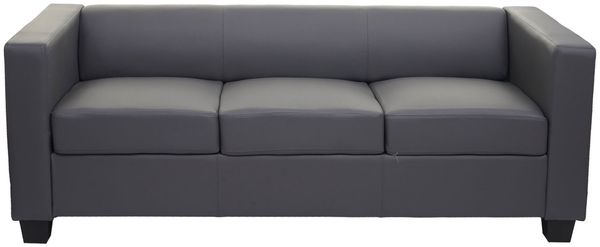 3-1-1 Sofagarnitur Couchgarnitur Loungesofa Lille ~ Kunstleder, dunkelgrau Bild 4