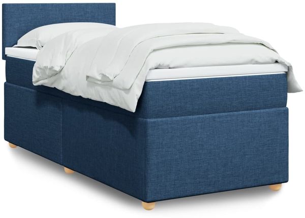 vidaXL Boxspringbett mit Matratze Blau 100x200 cm Stoff 3288890
